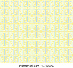 Soft yellow and blue color lattice triangle seamless pattern background vector. Inspiration from pharaoh headdress.