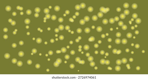 Las suaves luces bokeh amarillas crean una atmósfera mágica y de ensueño sobre un fondo verde oliva.