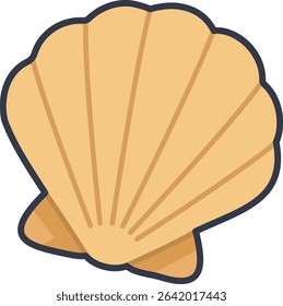A soft yellow clam shell in a simple flat design.