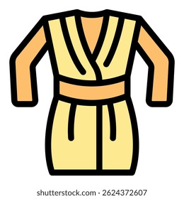 Soft yellow dressing gown with an orange belt, offering comfort and relaxation