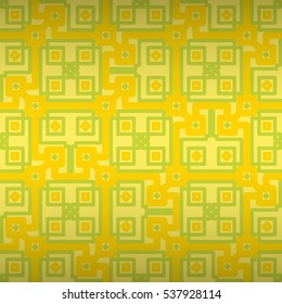 Soft yellow fancy seamless pattern in greek style. Colorful, graphic design for ads, surface, ads or other purpose. Complex tessellated repeatable backdrop. Actual decor. Vector background.