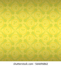 Soft yellow fancy seamless pattern in chinese fireworks style. Intricate tessellated repeatable backdrop. Hieroglyph translation: Chinese New Year of the Rooster 2017