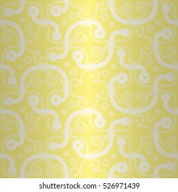 Soft yellow geometric seamless pattern background in tribal style. Contemporary decor. Colorful, graphic design for web, carpet, banner or other purpose. Compound tessellated repeatable backdrop.
