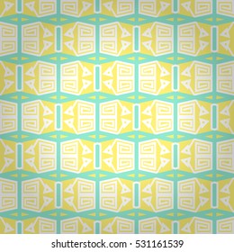 Soft yellow geometric seamless pattern background in tribal style. Bright, graphic design for surface, wallpaper, game or other purpose. Intricate tessellated repeatable backdrop. Modern design.