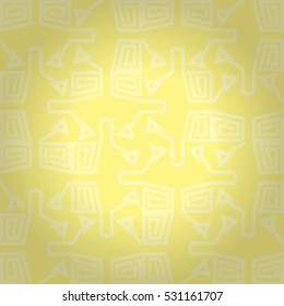 Soft yellow geometrical seamless pattern background in maze style. Compound medley repeatable backdrop.