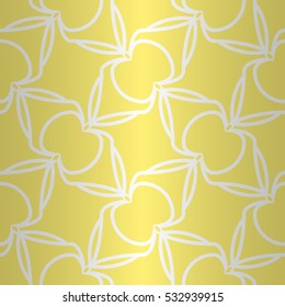 Soft yellow geometrical seamless pattern background in circle style. Equable tessellated repeatable backdrop. Actual decor.