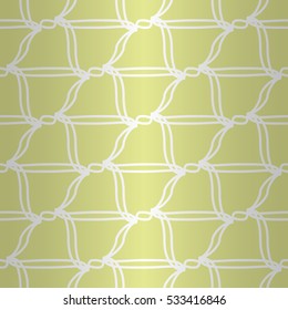 Soft yellow geometrical seamless pattern background in knitted style. Complicated tessellated repeatable backdrop.