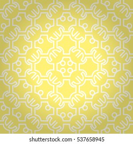 Soft yellow geometrical seamless pattern in technology style. Vector background.