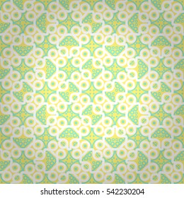 Soft yellow geometrical seamless pattern in knot style. Vector background. Modern design. Tangled tessellated repeatable backdrop.