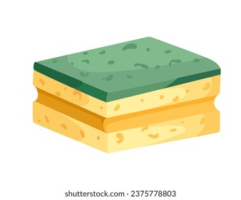 Soft yellow and green kitchen sponge housework cleaning tool vector illustration isolated on white background