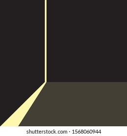 A soft yellow light entered the room by opening the door.vector cartoon flat.