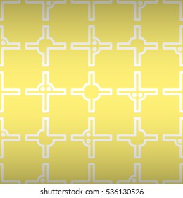 Soft yellow ornamental seamless pattern in pipeline style. Complex mosaic repeatable backdrop. Shining, graphic design for textile, ads, web or other purpose.