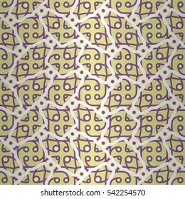 Soft yellow ornamental seamless pattern in carpet style.