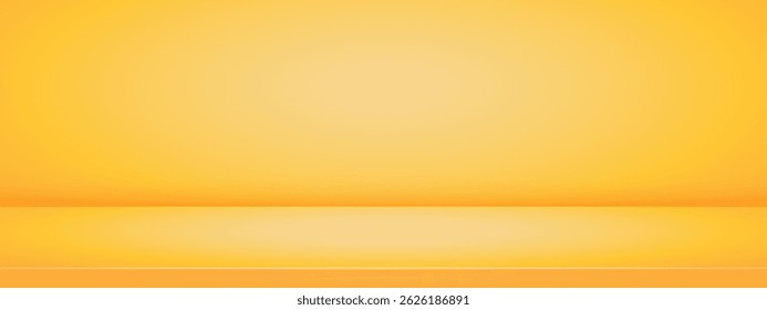 Soft yellow studio room. Abstract light gradient bg. 3d minimal wall for display presentation. Vector illustration