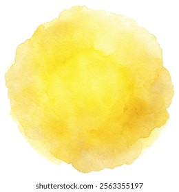 Soft yellow watercolor circle with gentle hues, ideal for bright and uplifting designs.