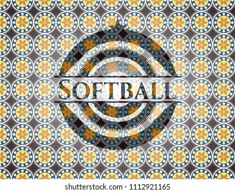  Softball arabesque badge. arabic decoration.
