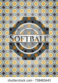 Softball arabesque style emblem. arabic decoration.