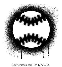 Softball ball graffiti drawn with black spray paint