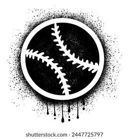 Softball ball graffiti drawn with black spray paint