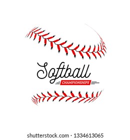 Softball ball on white background. Vector illustration