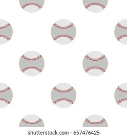 Softball ball pattern seamless background in flat style repeat vector illustration