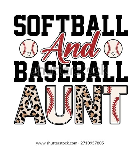 Softball and baseball aunt design featuring leopard print pattern baseball stitching and bold sporty font. Perfect vector art for t shirt print mug tote or poster. Great for proud aunts and sports fans showing team love and family pride in stylish graphic typography artwork.