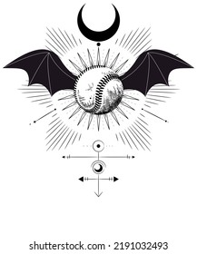 Softball Baseball Bat Graphic Design Vector