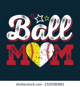 Softball Baseball Mom.Baseball Softball T-Shirt design, Vector graphics, typographic posters, or banners