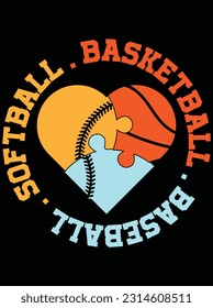 Softball basketball baseball vector art design, eps file. design file for t-shirt. SVG, EPS cuttable design file