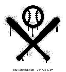 Softball bat and ball drawn with black spray paint