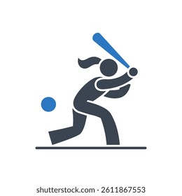 Softball Bat Icon On White Background