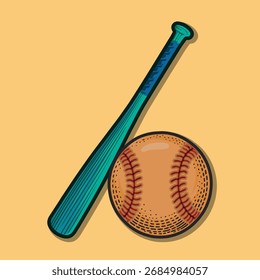 Softball bat side a ball vintage design