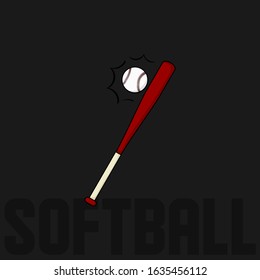 Softball and the Bat vector Illustration for template design