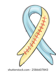 Softball Blue ribbon Coquette Diabetes Awareness, In November we wear blue, Hope, Retro Blue Ribbon Awareness