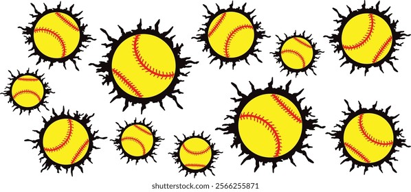 Softball Break Through Competition Game Graphic Clip art.