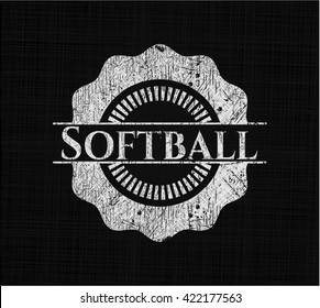 Softball chalkboard emblem on black board