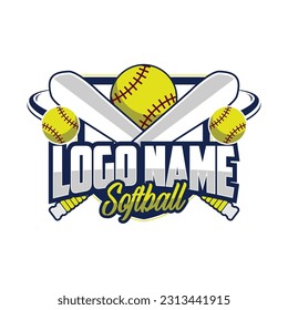 Softball Club or Community Logo Badge on white background