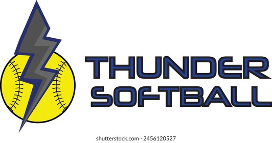 softball club logo, thunder icon logo, Softball sport icon, Baseball Softball Team Club Academy Championship Logo