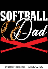 Softball Papa Vektorgrafik Design, EPS Datei. Design-Datei für T-Shirt. SVG, EPS-Schnittwortdatei