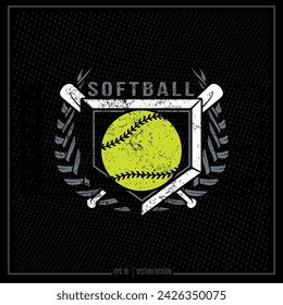 Softball, Distressed, Grunge, Sports Team, Ball, Sports Emblem