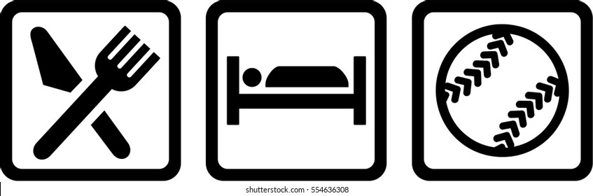 Softball with eat sleep icons