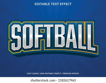 softball editable text effect template with abstract background use for business logo and brand