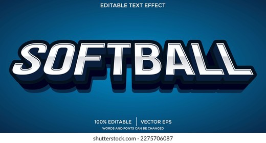 softball editable text effect template with abstract background use for business logo and brand