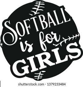 Softball is for girls, sports vector
