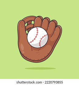 Softball with gloves sport icon illustration vector isolated