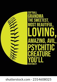 Softball grandma the sweetest vector art design, eps file. design file for t-shirt. SVG, EPS cuttable design file