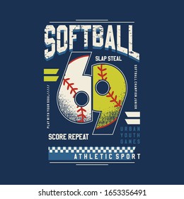 diseño gráfico de softball ilustración vectorial buena para la impresión de prendas de vestir en pantalones