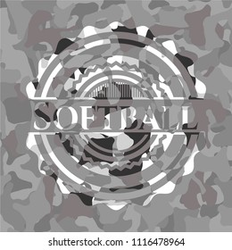 Softball grey camouflaged emblem