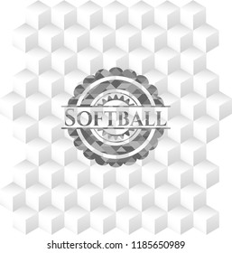 Softball grey emblem. Retro with geometric cube white background