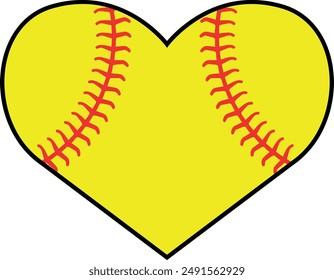 Softball heart on transparent background. Vector illustration